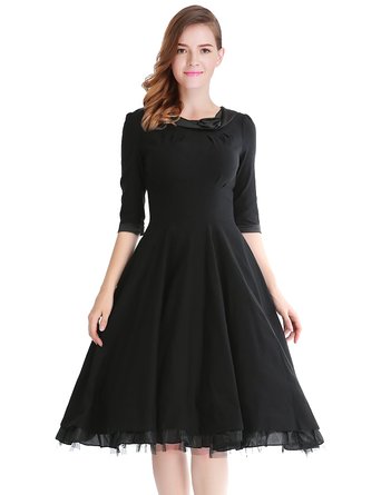 MUXXN® Women's 1950s Vintage 3/4 Sleeve Rockabilly Swing Dress