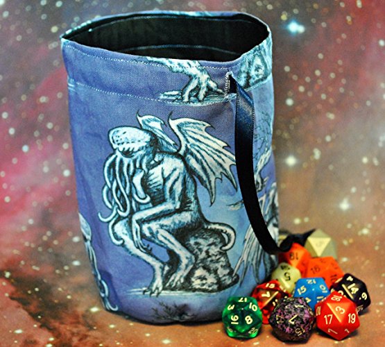 Cthulhu Dice bag orTile bag Handmade fully lined Heavy Duty Cotton Large Design Perfect for Arkham Horror fans!
