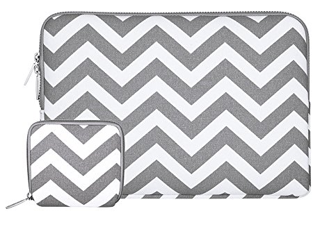 Mosiso Chevron Sleeve Only for Macbook 12-Inch with Retina Display 2017/2016/2015 Release Canvas Fabric Laptop Bag Cover with Small Case, Gray