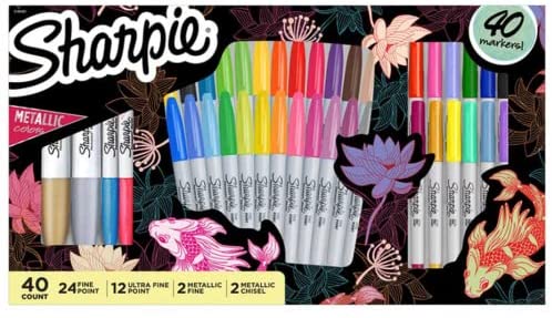 Sharpie Limited Edition Holiday Set Permanent Marker Mixed Pack 40-count, Metallic Chisel, Metallic Fine, Ultra Fine Point, Fine Point.