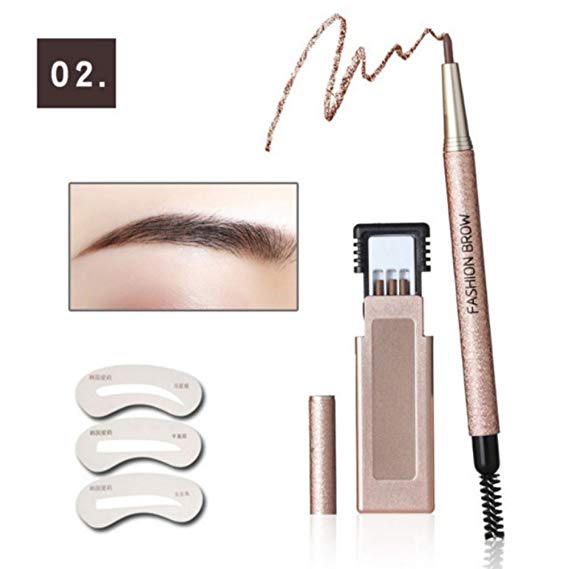 Waterproof Automatic Eyebrow Pencil Pen Kit For Perfect Eyebrow Quick Eyebrow Makeup With Eyebrow Brush Stencils Pencil Lead Tools