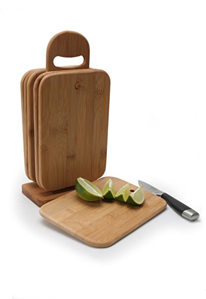 Natural Living Bamboo Set of 6 Cutting Boards - 6 x 8 Inch